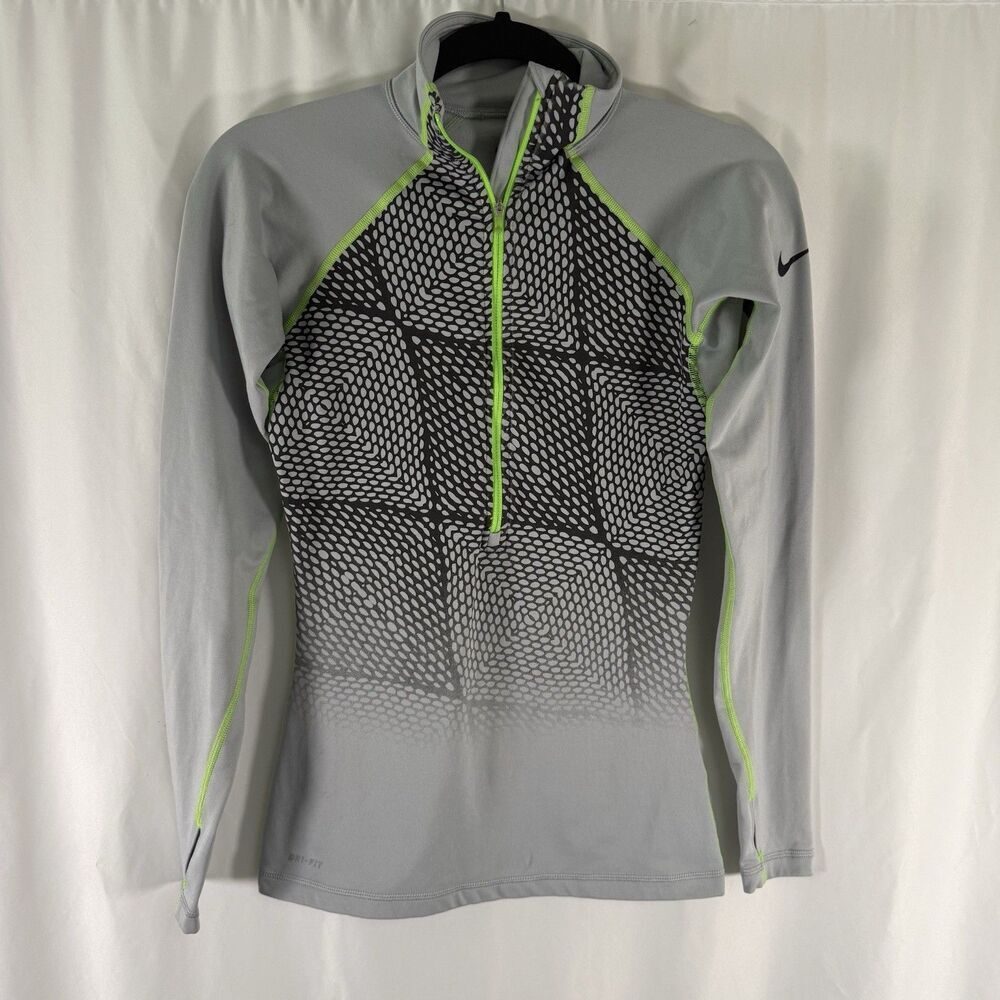 Nike Pro Jacket Women's Small Grey 1/4 Zip Long Sleeve Pullover Turtleneck